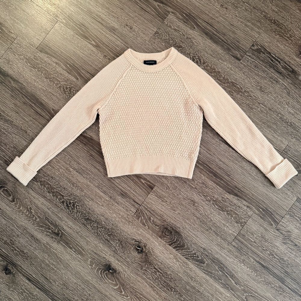 Club Monaco Mixed Stitch Shrunken Crewneck Sweater